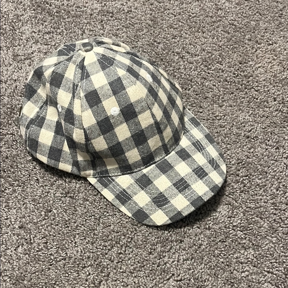 Kids Checkered Cap - Black and White